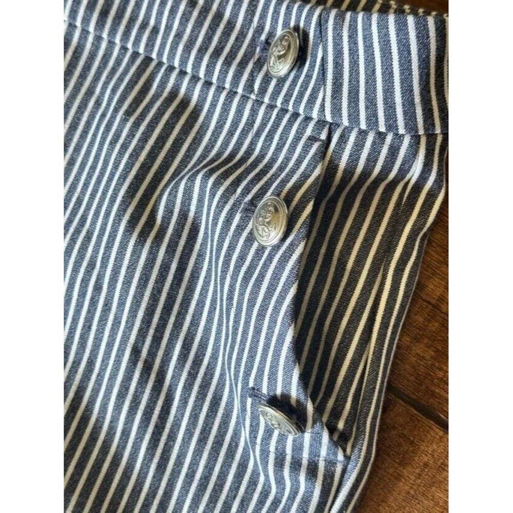 Loft Riviera Slim Cropped Pant Size 10 Navy White Pinstripe - Picture 6 of 9
